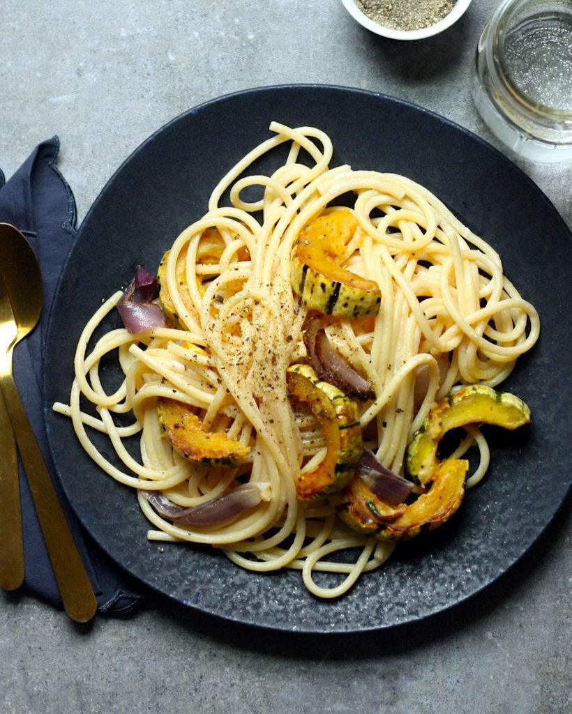 Roasted Delicata and Goat Cheese Pasta
